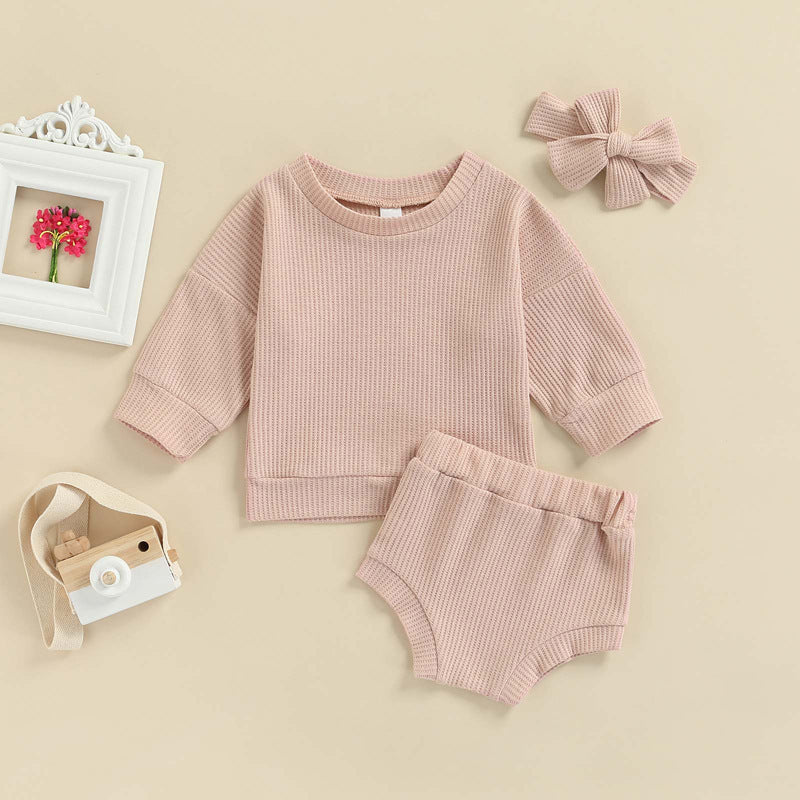 Infant Spring And Summer T-shirt Shorts Solid Color Suit