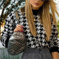 Houndstooth knit casual retro pullover sweater