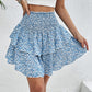 European And American Summer Smocking Slim Fit Floral Short Skirt