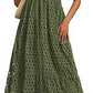 V-neck Hollow Pleated Short Sleeves Long Dress
