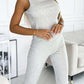 Women's Solid Color Vest Hoodie And Pants Set