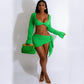 Women's Long-sleeved V-neck Top Slim-fit Sheath Skirt Suit