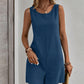 Women's Solid Color Sleeveless Jumpsuit Shorts