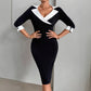 Womens Slim-fit Slit Elegant Dress