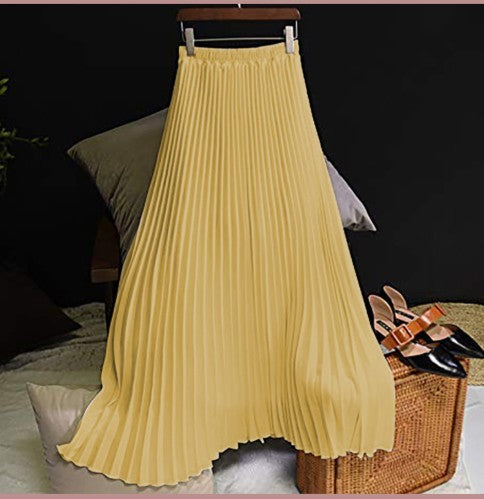 Solid Color High Waist Half-length Skirt Female Elastic Waist Chiffon Skirt