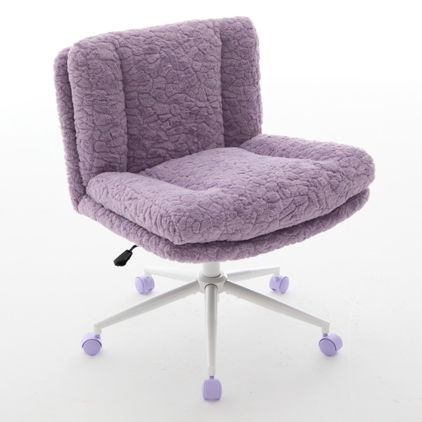 W26.4 Inch Wider Seat Office Chair,Artificial Rabbit Hair Home Office Chair With Metal Base,Adjustable Desk Chair Swivel Office Chair,Vanity Chair  Violet