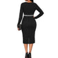 Multicolor Printing Cross Hem Neck Stripe Long Sleeve Plus Size Dress