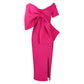 European And American Big Bow Split Sheath Dress