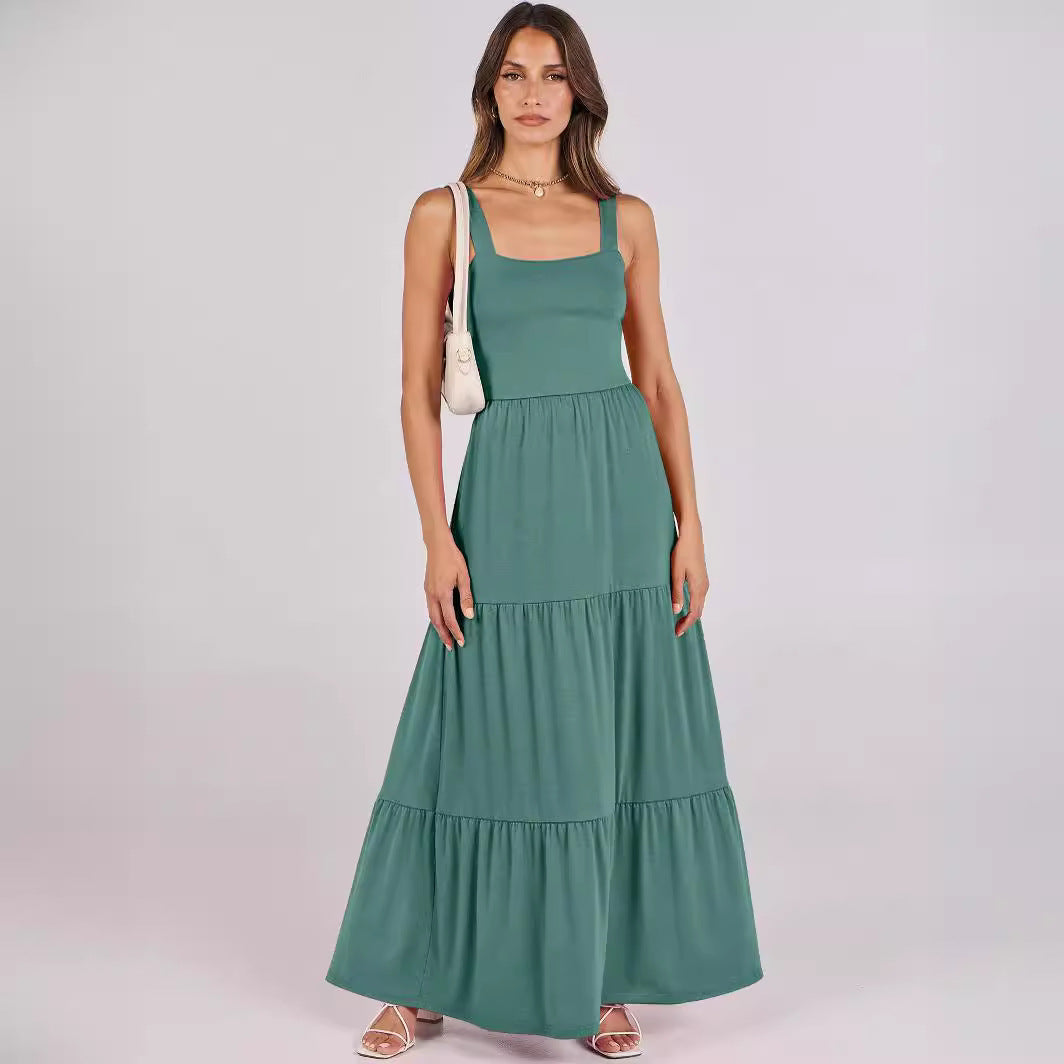 Robe sans manches à bretelles spaghetti et poches pour femme