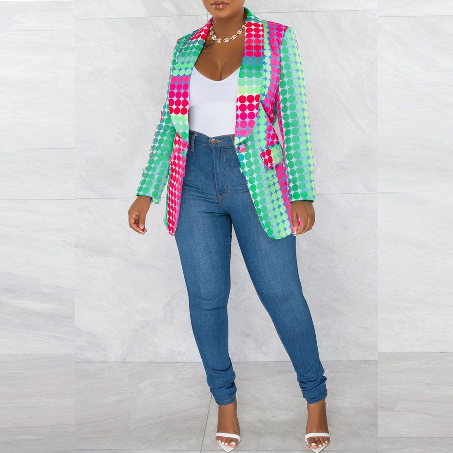 European And American Slim-fit Printed Top Suit Jacket