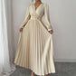 Women's Solid-color Casual Chic V-neck Dress