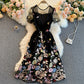New Heavy Industry Dress Embroidered French Elegant Round Neck Short Sleeve Retro Foreign Style Embroidered Fairy Skirt