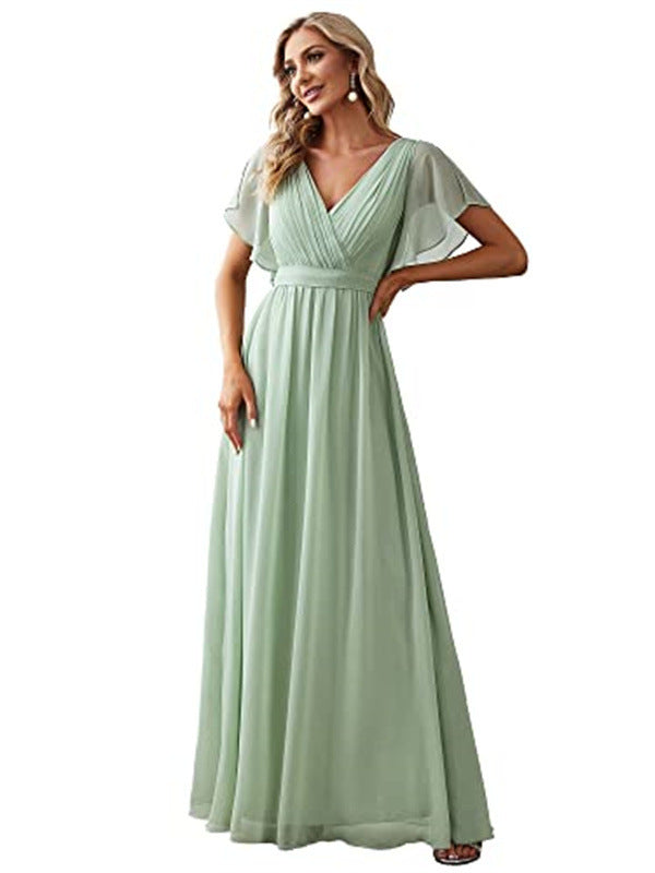 V-neck Chiffon Dress Women