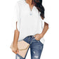 Women's Short Sleeve Elegant Casual Solid Color V-Neck Chiffon Shirt