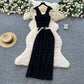 Bow-tie Square-neck Camisole With Cap Sleeves High-waisted Sheath Skirt