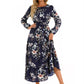 Womens Versatile Round-neck Floral Chiffon Dress