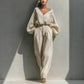 Long-sleeve Loose-fitting Trendy Unisex Retro Cotton-linen Set