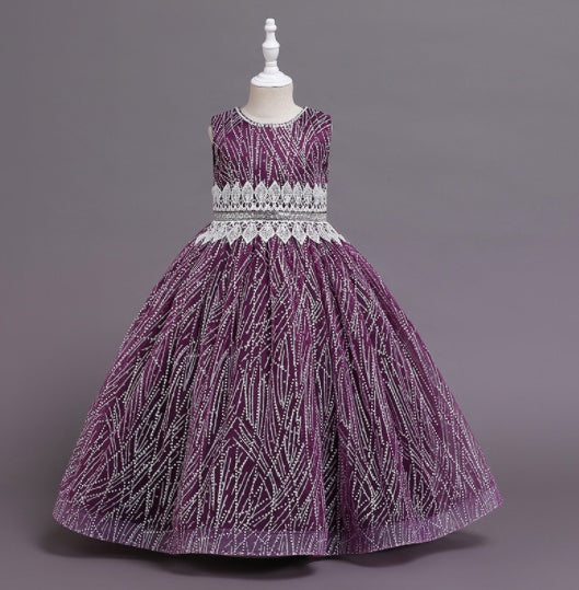 Robe de princesse pour filles, costumes de piano à fleurs pour hôtesse