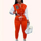 Letter Color Matching Jacket Single-breasted Letter Printed Baseball Uniform Sports Suit