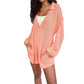 Long Sleeve Solid Color Pocket Jumpsuit Casual Home Wear
