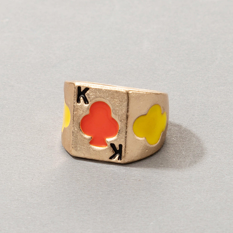 Cute Cartoon Dripping Oil Ins Wind Color Multi-element Single Ring