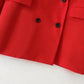 Flap Double-pocket Double-breasted Decorative Long-sleeved Suit Jacket