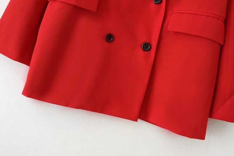Flap Double-pocket Double-breasted Decorative Long-sleeved Suit Jacket