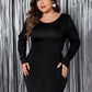 European And American Round Neck Plus Size Thin And Glittering Hip Skirt