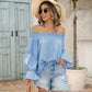 Off-shoulder Bell Sleeve Solid Color Chiffon Women's Top