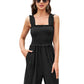 Women's Solid Color One-piece Shorts With Suspenders