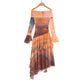 Robe à manches longues irrégulières tie-dye de style européen et américain pour femme
