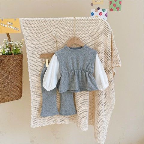 Puff Sleeve Flared Pants Fashion Two-piece Trend