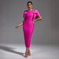 Double Shoulder Bow Slim Fit Dress
