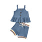 Sunken Stripe Suspenders Small Skirt Rib Shorts Suit
