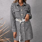 Ladies Casual Single-breasted Mid-length Plaid Shirt