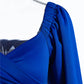 Waist puff sleeve stretch cotton dress