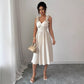 Women's Beige Textured Midi Dress