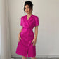 Summer Solid Color Elegant Short Sleeve Shirt Dress