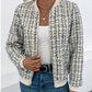 Fashion Plaid Zipper Short Jacket Autumn And Winter Casual Long Sleeve Baseball Clothing Women's Outwear Tops
