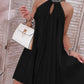 Fashion Printed Neck Sleeveless Backless Short Mini Dress