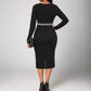 Multicolor Printing Cross Hem Neck Stripe Long Sleeve Plus Size Dress