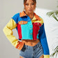Personalized American-style Colorful Street Denim Short Top For Women