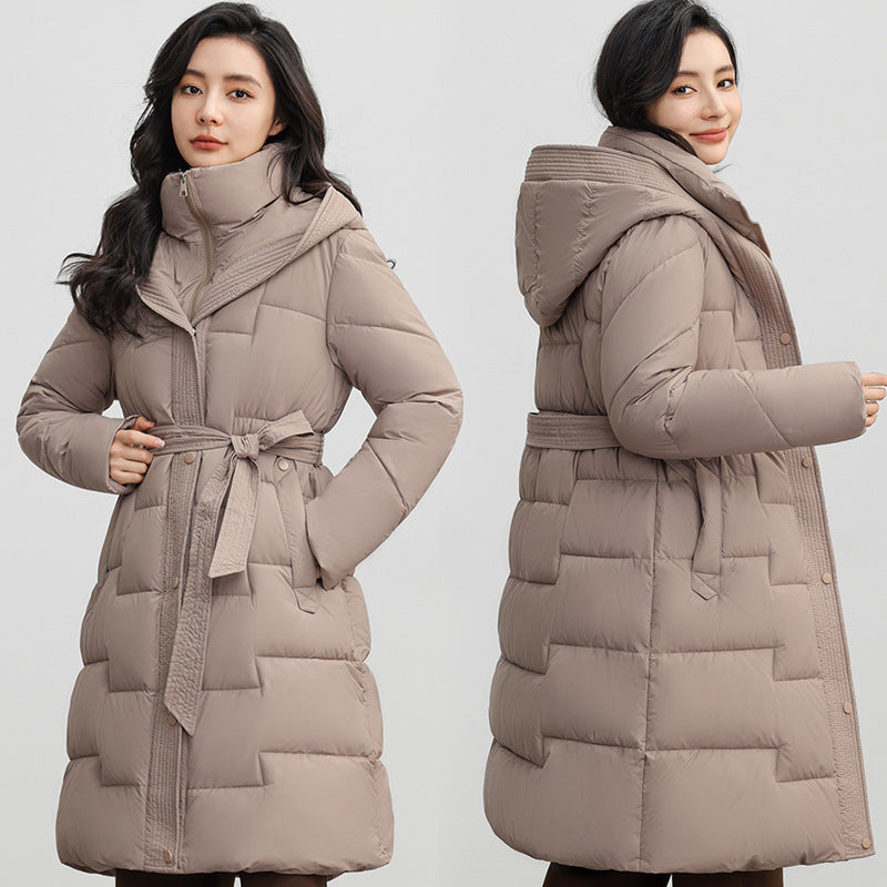 Manteau mi-long à capuche pour femme, coupe-taille, coupe-vent ...