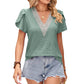 Women's V-neck Lace Short-sleeved Loose Top