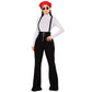 High Waist Big Round Button Zipper Flared Leg Suspenders