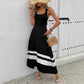 Black And White Long Dress With A Crossover Back
