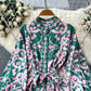 Single-breasted Ruffled Printed Dress