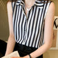 Simple Graceful Chiffon Women's Striped Vest Shirt