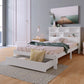 Bed With Shelves, White Wooden Storage Bed, Underbed Drawer - 3FT Single 90 X 190 Cm Frame Only