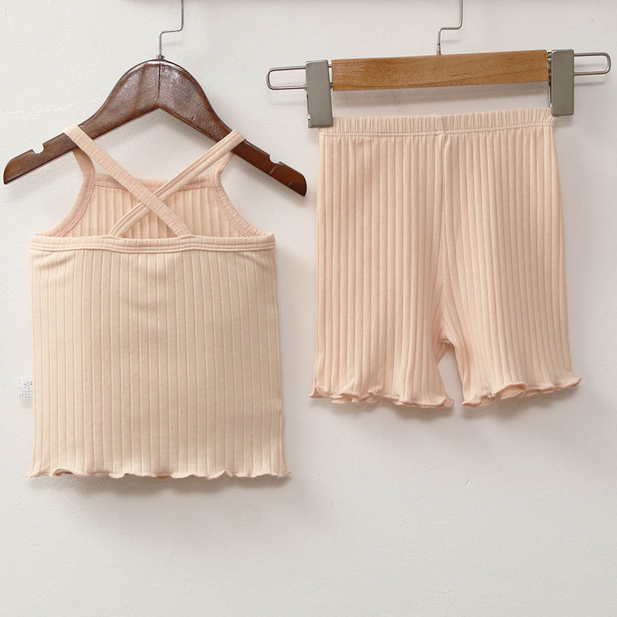 Girls' Solid Color Pajamas Homewear Set